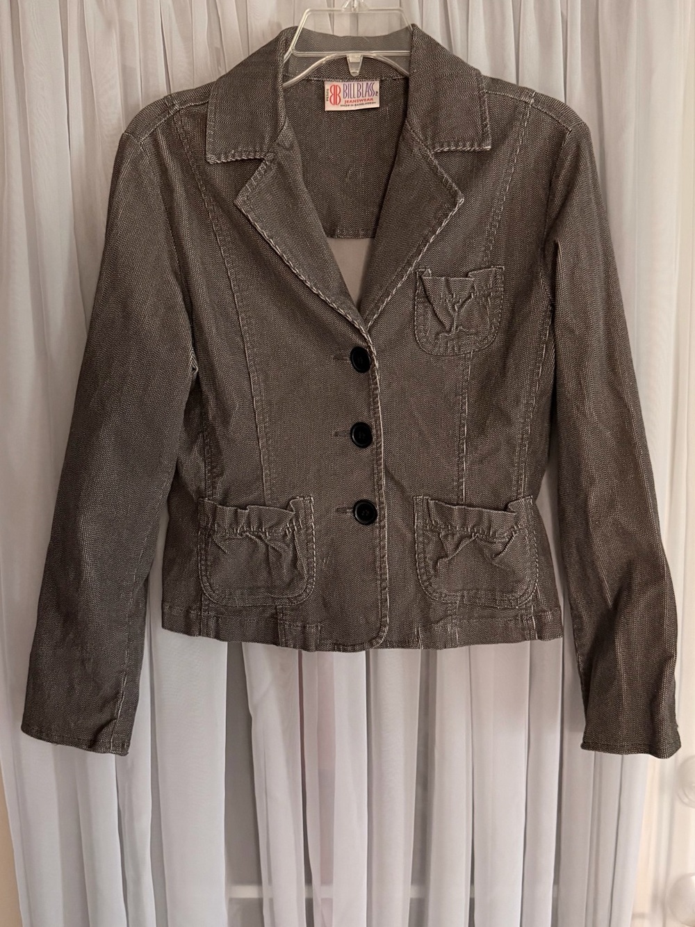bill blass Y2K Tailored Grey Three-Button Blazer PM